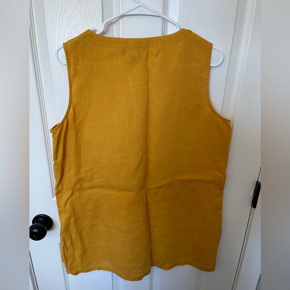 Ellen Tracy | Size Large | Mustard Yellow Linen Blouse | - Picture 3 of 7